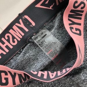 Gymshark gray marl leggings light pink waistband